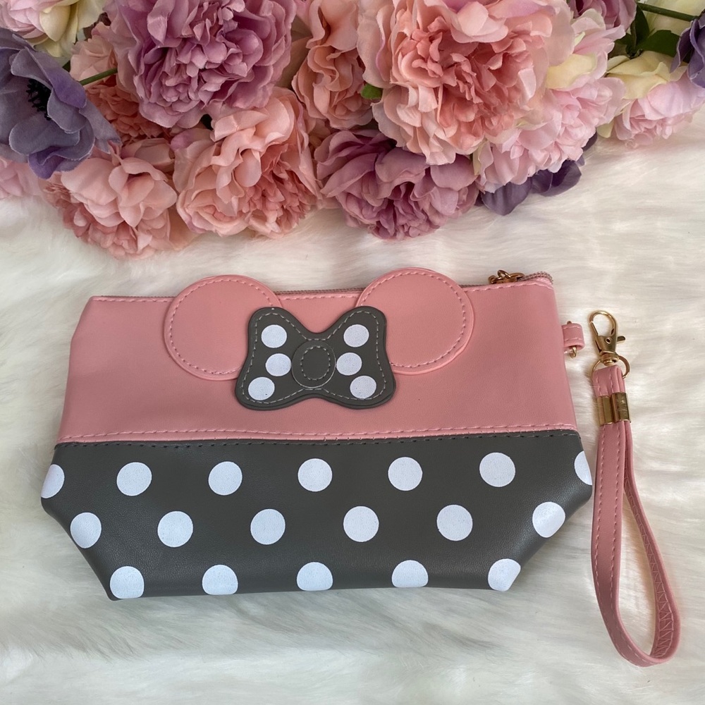 Minnie Mouse Pink & Gray Makeup Cosmetic Bag - Picture 2 of 8